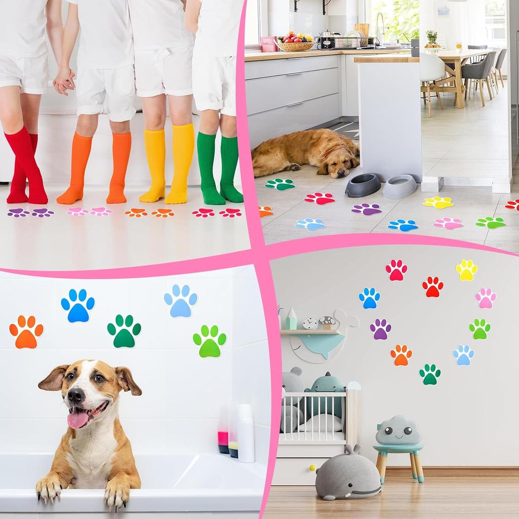 Outus 30 Pcs Paw Print Stickers 6 Inch Large Line Up Spots Dog Paw Floor Stickers Self Adhesive Vinyl Decals Wall Floor Dot Clings Dog Footprint