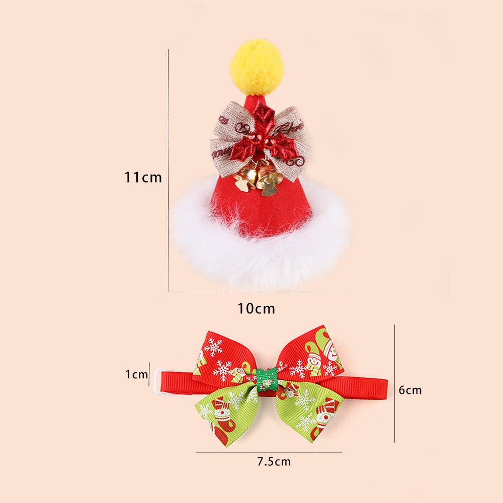 Pet Christmas Hat Scarf Set Accessories with Christmas Kitten Scarf Cat Christmas Hat Set
