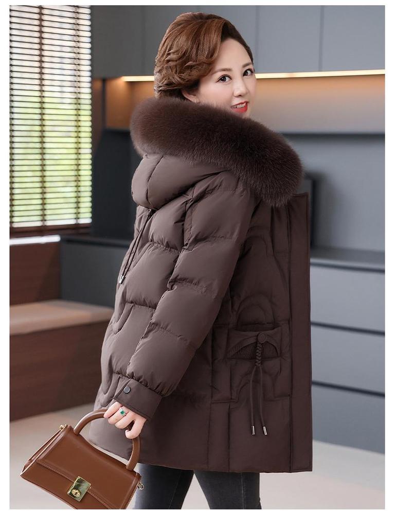 Damen Mittellange Jacke mit 90 % Daunenfüllung (weiße Entendaunen) - Wintermode 2025 für mittleres und älteres Alter