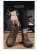 Men's Plus-Size Handmade Leather Ankle Boots: Fashionable Lace-Up Casual Shoes
