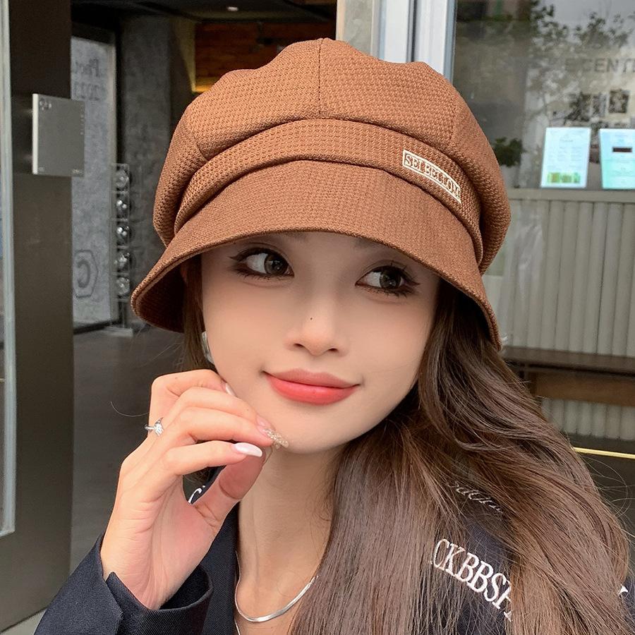 

Bucket hat autumn and winter star anise children solid color washbasin hat temperament versatile shade beret One size