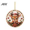 Acrylic Santa Decorations Christmas Hanging Ornament, 2D Flat Double Side Printed Festive Wall Snowman Pendant for Tree Window, Holiday Decor Office