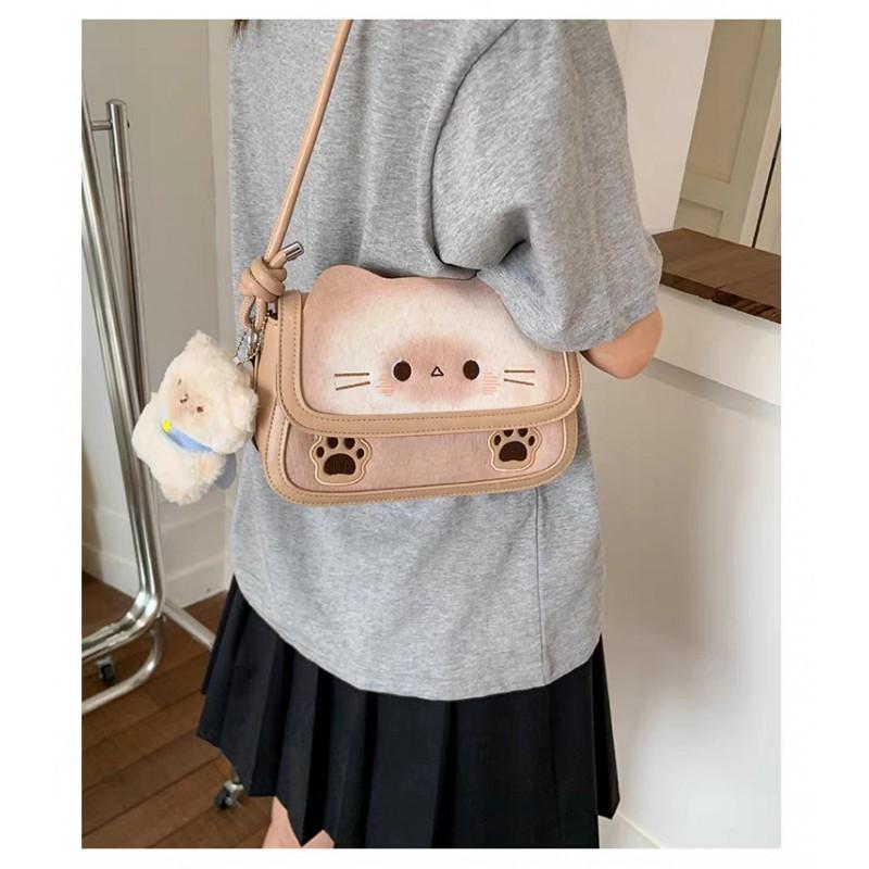 

Super Baked Bread Fashionable Kitten Small Square Bag Old Women s Casual College Student Shoulder 22x6x12 single package