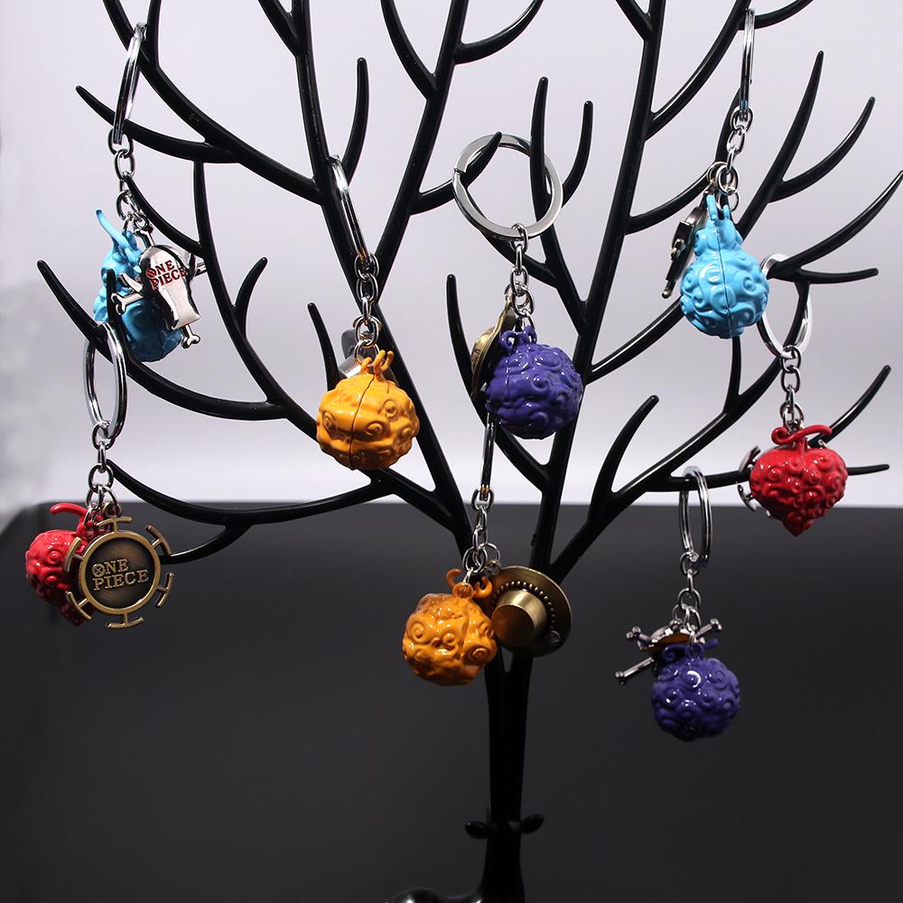 One Piece Devil Fruit Keychain & Zoro Metal Pendant Set