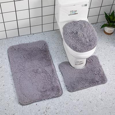Conjunto de três peças de toalete de seda minimalista moderno, absorvente e antiderrapante, tapete de chão para banheiro, entrada para os pés