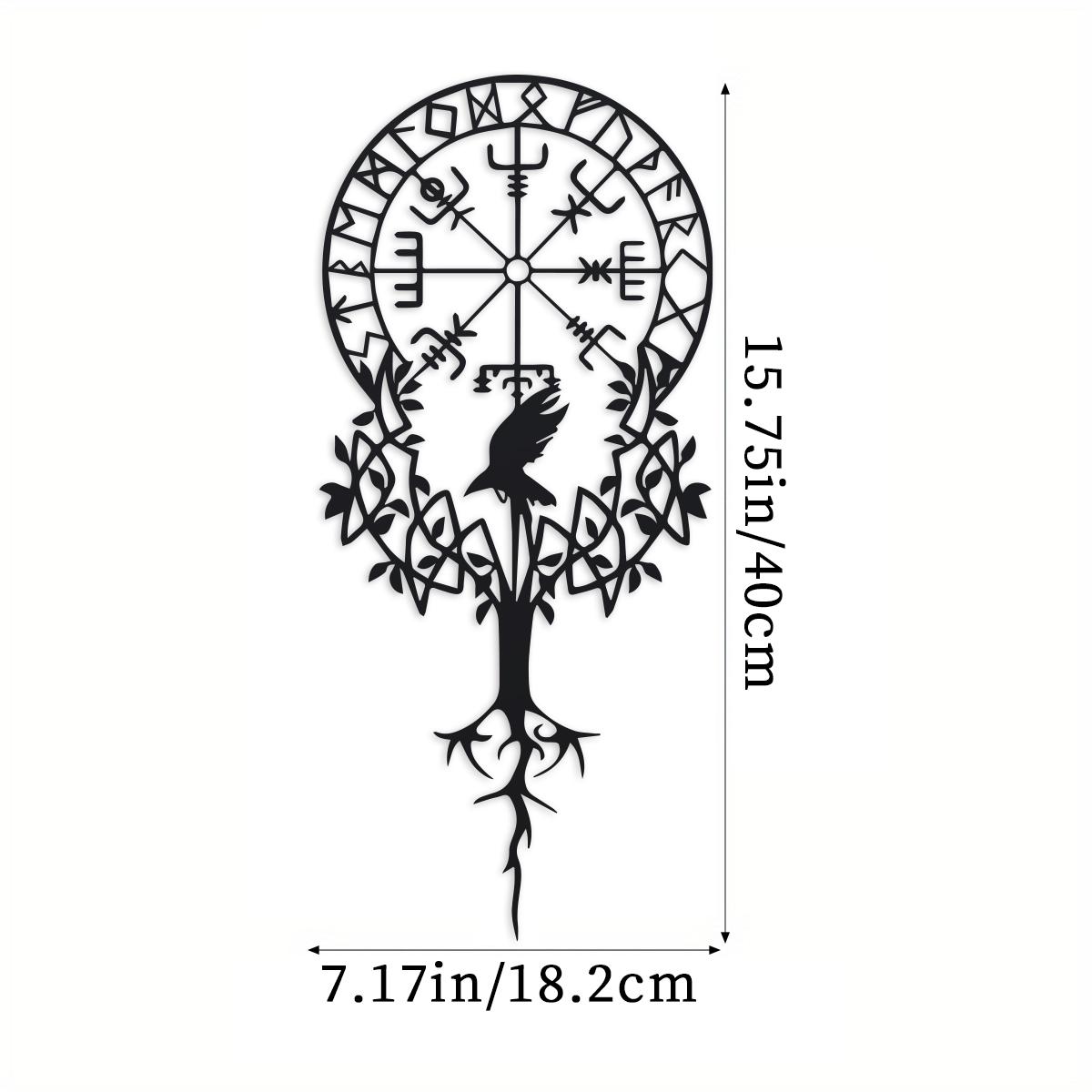 Viking Symbol Metal Wall Art, Black Nordic Decor, Vegvisir Compass Design, Amulet Protection, Meaningful Viking Gift, 15.75in