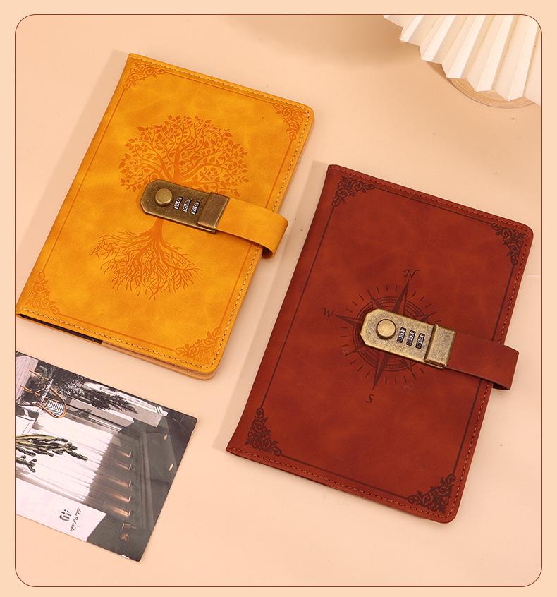 A5 Retro Password Lock Notebook Gift Box Set: Thick Creative Planner & Diary