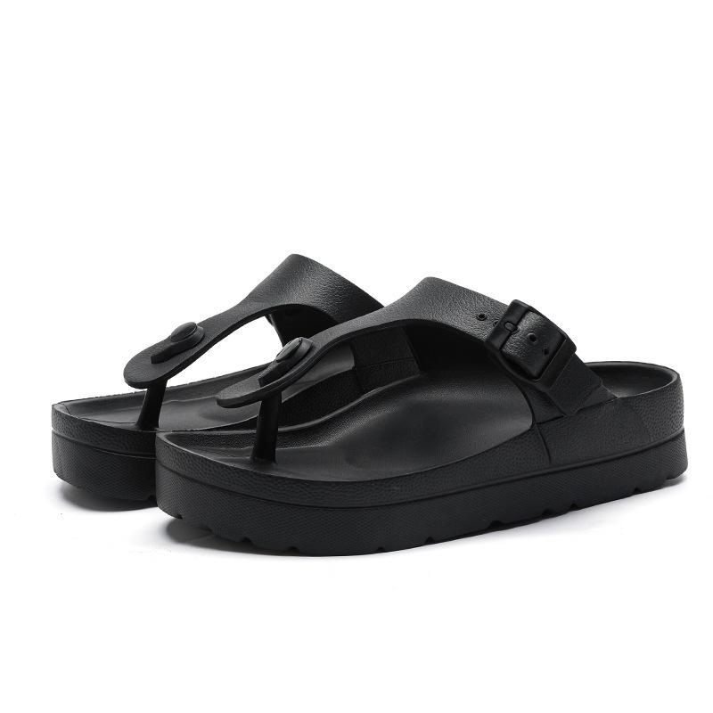 2026 New Ladies' EVA Casual Simple Buckle Flat Heel Set with Clip On Feet Flip Flops In Large Size