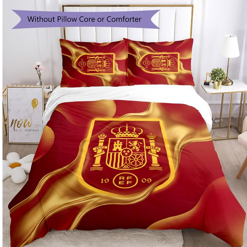 Set Lenzuola Stampate Caldo e Traspirante 3 Pezzi Spagna Calcio, Come Regalo per Inaugurazione Casa o Festa