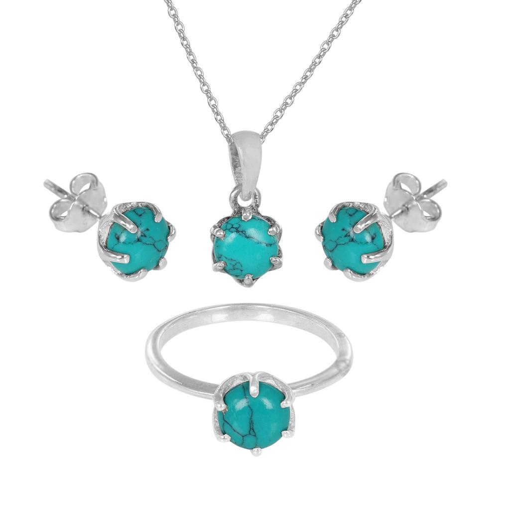 Turquoise Jewelry Set, 925 Sterling Silver, Dainty Jewelry, Gift For Her, Women Jewelry