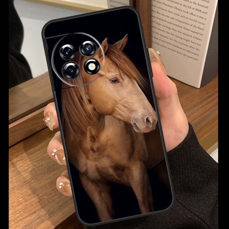 Beautiful Elegant Brown Horses Case For OnePlus 13T 10T 15R 10R 12R 13R 13 12 11 9 10 Pro Nord CE 5 2 3 4 Lite N20 N30 Cover