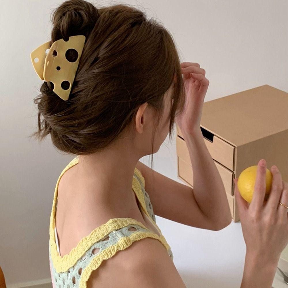 Y2k Hair Clip Hollow Shark Clip Fashion Cheese Acetate Hair Claw Wash Face