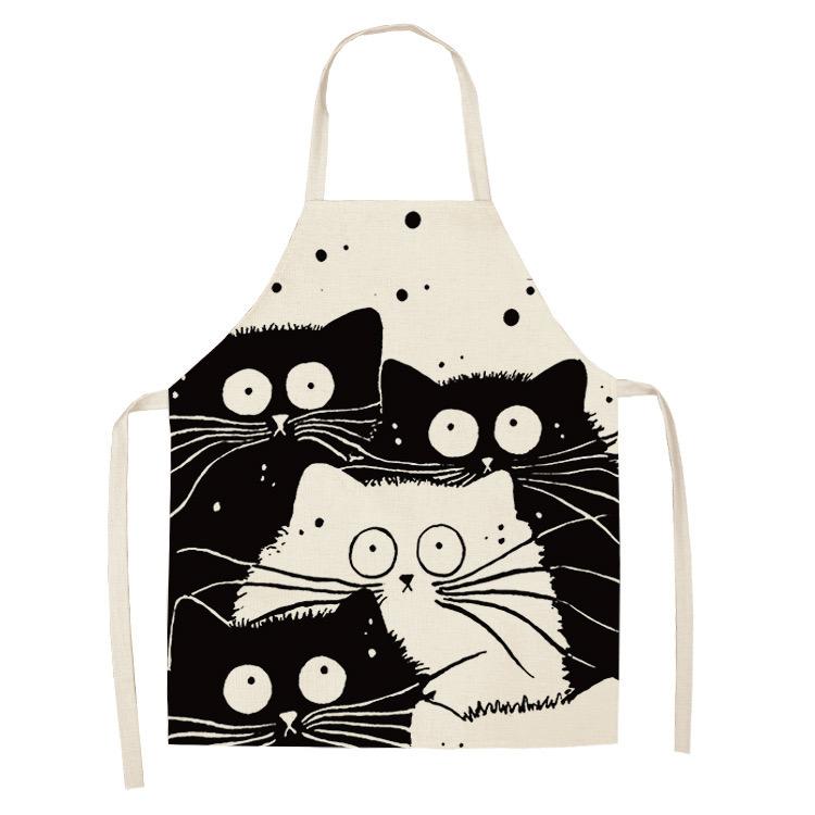 Cute Cartoon Animal Print Apron, Kawaii Cat & Owl Design, Kitchen Cooking Bib Multiple Sizes Available, Perfect for Baking Home