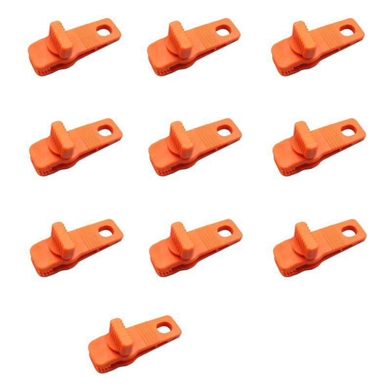 A20F-10Pcs Awning Rope Clamp Tarp Clamp Tarp Clip Reusable Tent Crocodile Clip Tent Canopy Clip For Awnings Camping Orange
