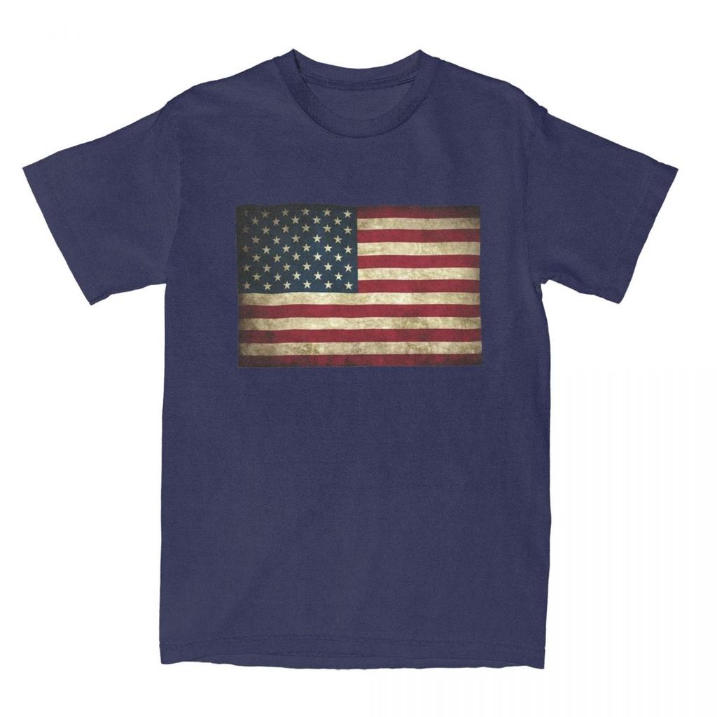 US Flagge Vintage Design Flagge 4. Juli T-Shirt Erwachsene Lustig 100 Baumwolle T-Shirts Sommer O-Ausschnitt Mode T-Shirts Günstige Übergroße Oberteile