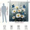 1pc Floral & Butterfly Shower Curtain - Polyester, Fashion Theme, 12 Hooks, Washable, 70.8x70.8", Easy Installation
