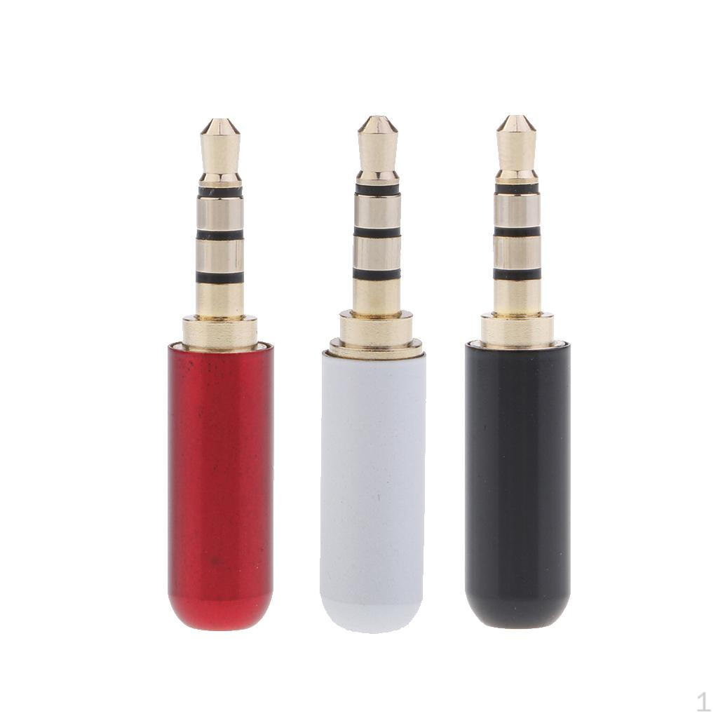 

3 Pieces 3.5mm 1/8 4 Pole Male Plug A/V Solder Connector