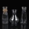 1Pc Plastic Striped Vases Transparent Vases Large-Bellied Vase For Wedding Banquets, Festivals And Home Table Decoration