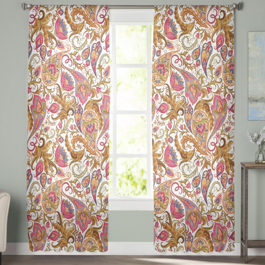 Fensterbehandlung mit Paisley-Blumenmuster, Tüll, moderne transparente Vorhänge für Küche, Wohnzimmer, Schlafzimmer, Vorhänge, Dekoration