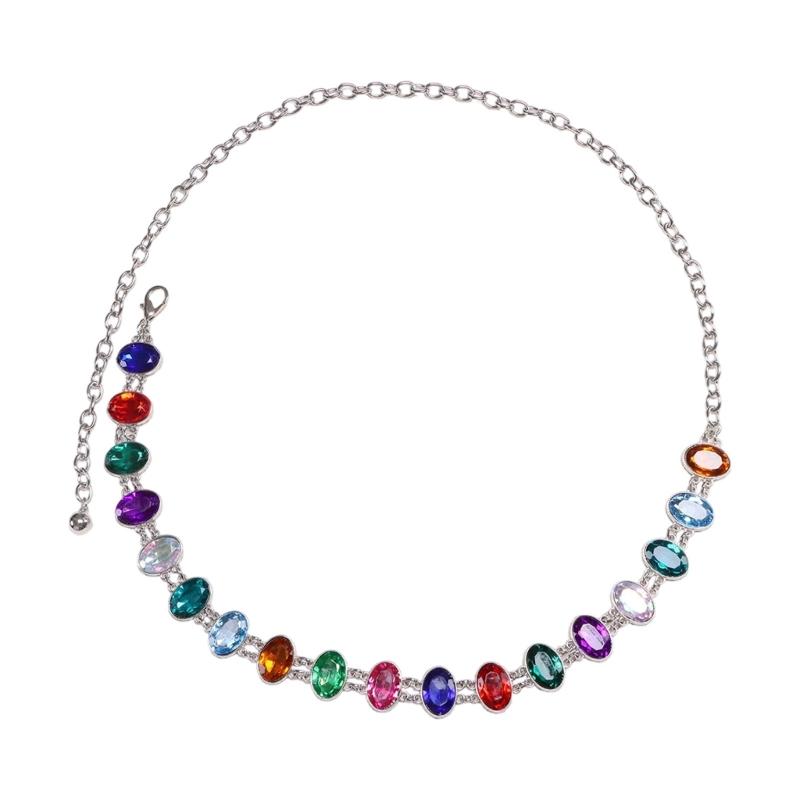 Colorful Waist Belt Stylish for Stage Dance Music Festival Jeans Dress Belt Body Jewelry Chain Belly Dance