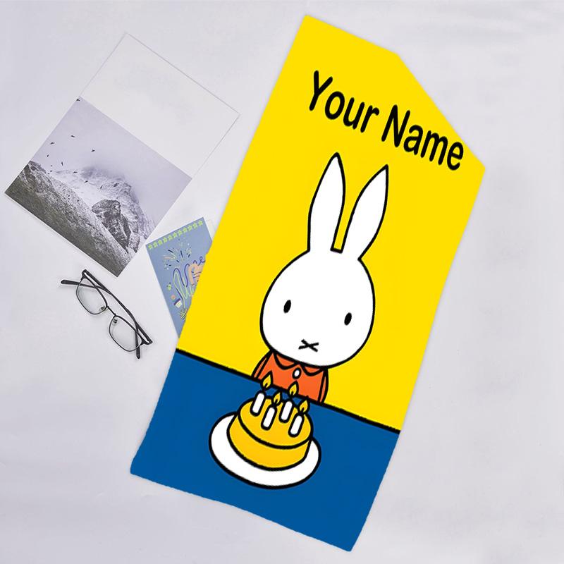 1pc Miffy1 Beach Towel with Custom Name, Beach/Swimming/Bath/Picnic/Camping Towel, Suitable for Seaside Beaches
