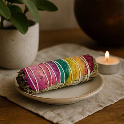 Sage Smudge Stick 7 Chakras Rose Petals 10cm