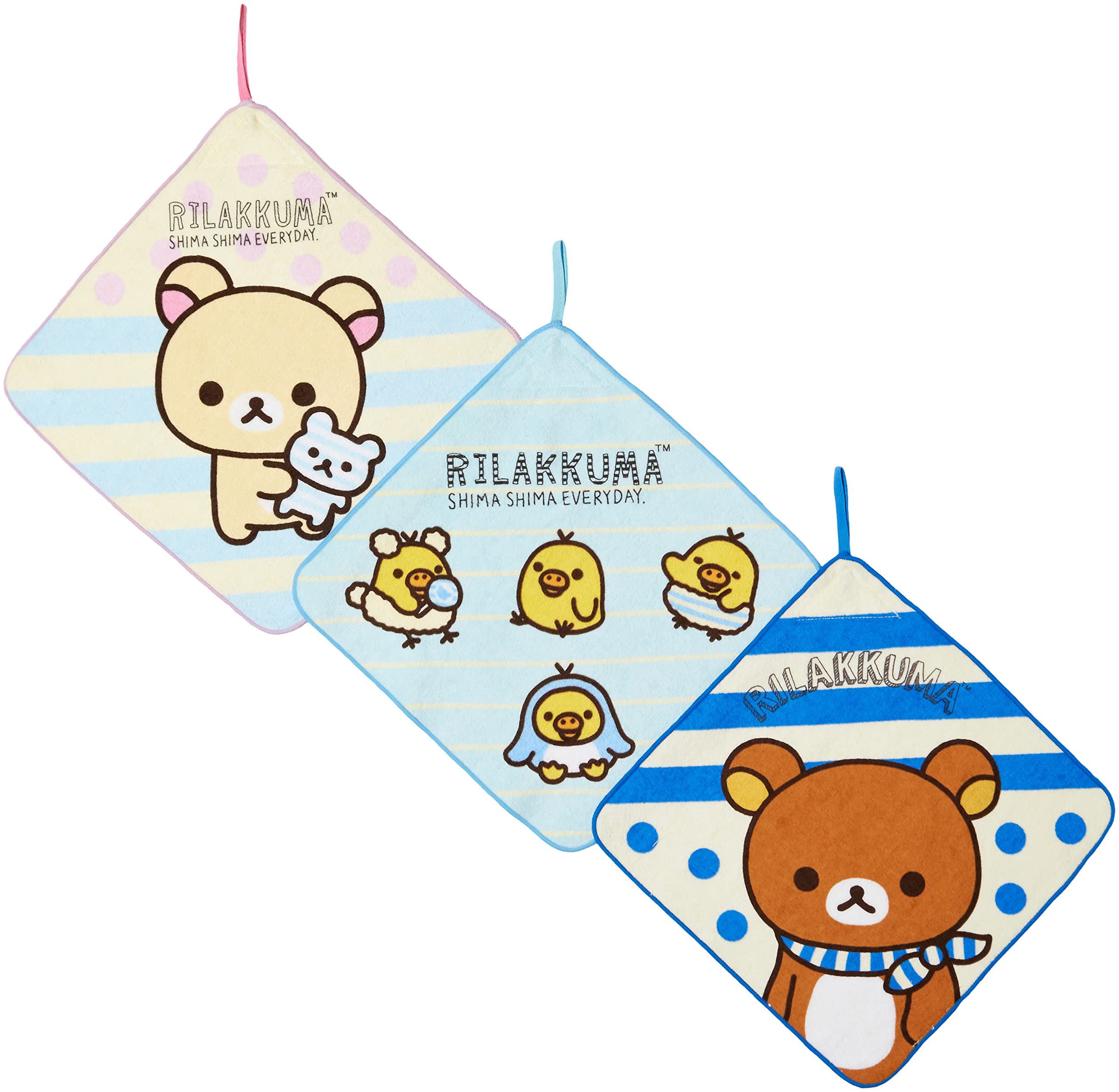 

Marushin Loop Rilakkuma Rilakkuma 3 Different for Girls and Nursery School Entrance Elementary School 6435002800 Towels, 3-Piece Set, Design, 28x28cm,