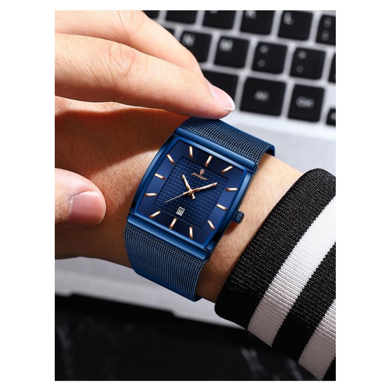 POEDAGAR Luxury Casual Men Clock Stainless Steel Mesh Date Waterproof Luminous Wristwatch Quartz Fashion Watches