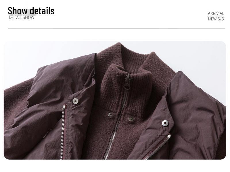 Trendy Brand 2025 Men's Stand Collar Patchwork Down Jacket, Winter Korean Style, White Duck Down, Thickened.