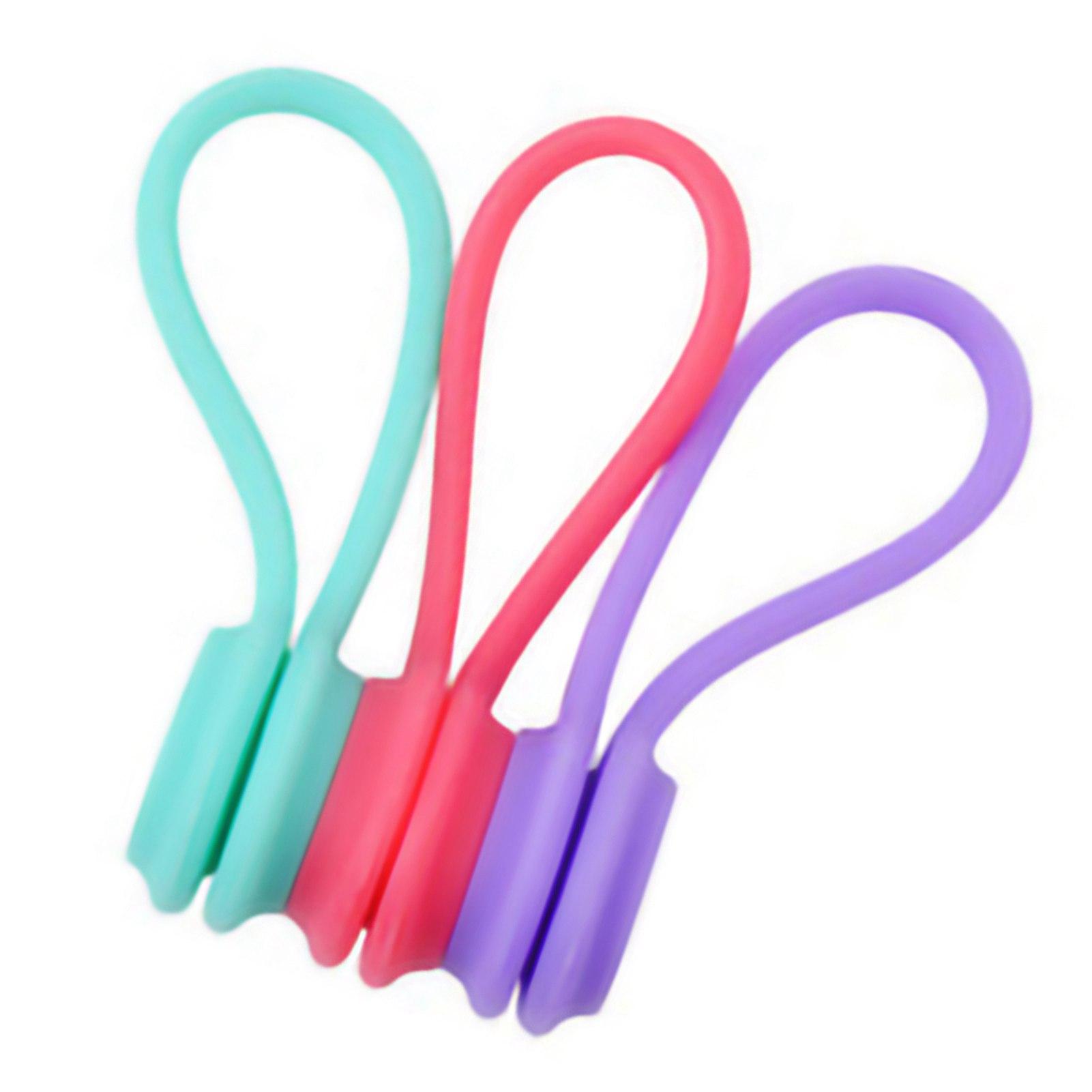 

3 шт., устройство для намотки шнура для наушников, портативный силиконовый держатель для кабеля наушников, зажим для домашнего офиса Purple Red Blue