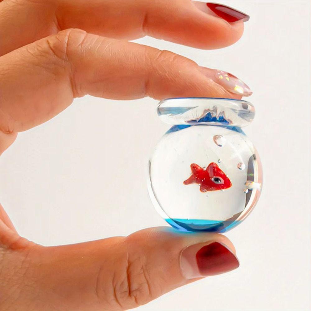 Handmade Mini Glass Fish Tank Creative Mini Pocket Fish Statue Aquarium Decoration Home Ornament