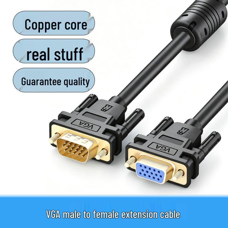 VGA HD Extension Cable - Male To Female, Pure Copper, Double Magnetic Ring, 1m/3m/5m for Computer & Projector