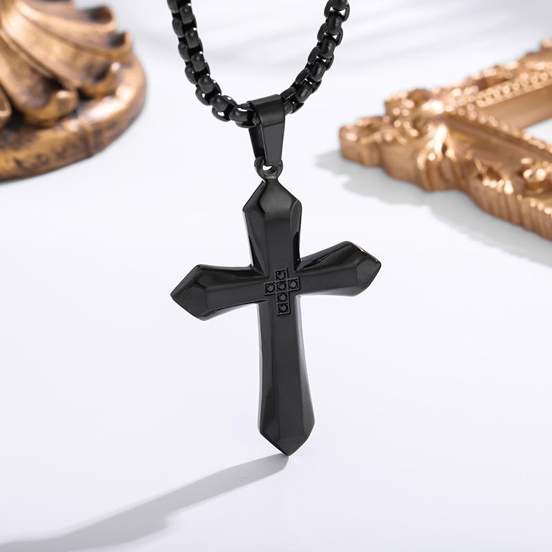 2026 Stone Cross Necklace Fashion Light Luxury Necklace Jewelry Premium Jewelry Full Diamond Men's Necklace