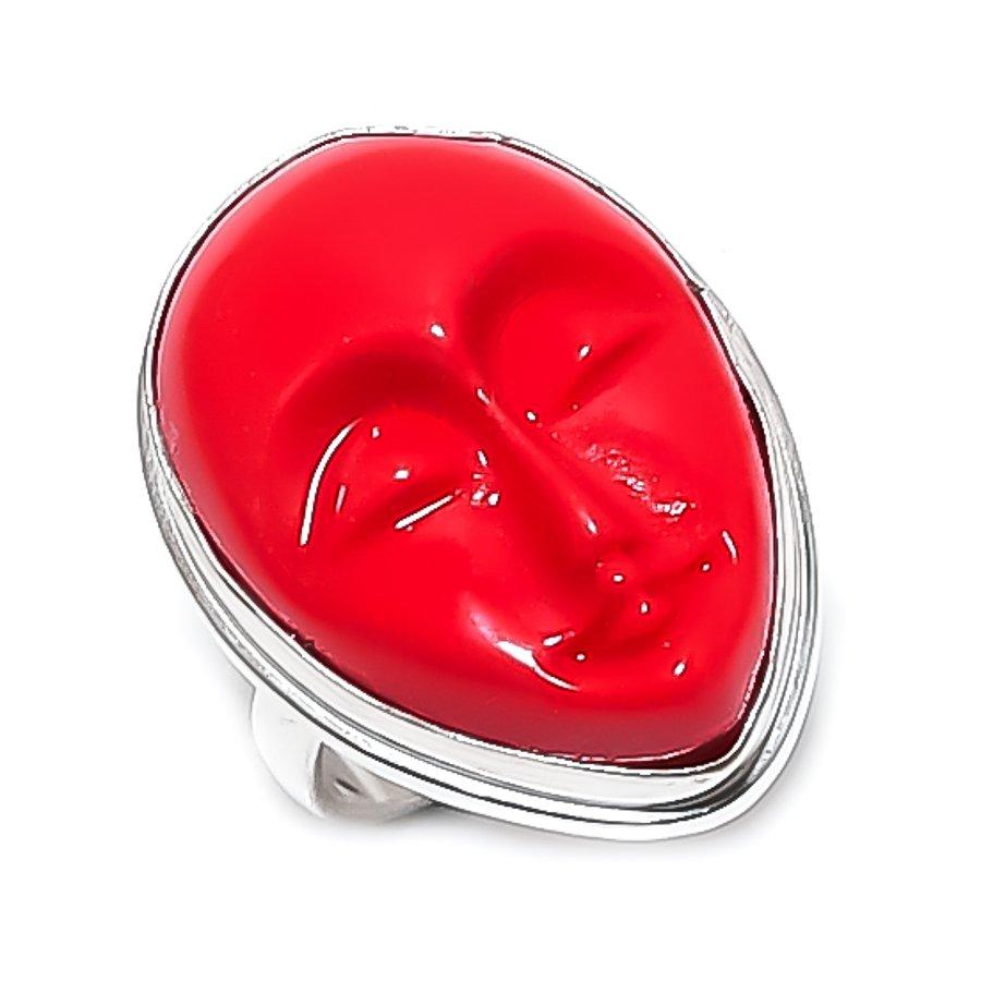 

Natural Cameo Gemstone Handmade 925 Sterling Silver Jewelry Ring Size 8.5 E3N19