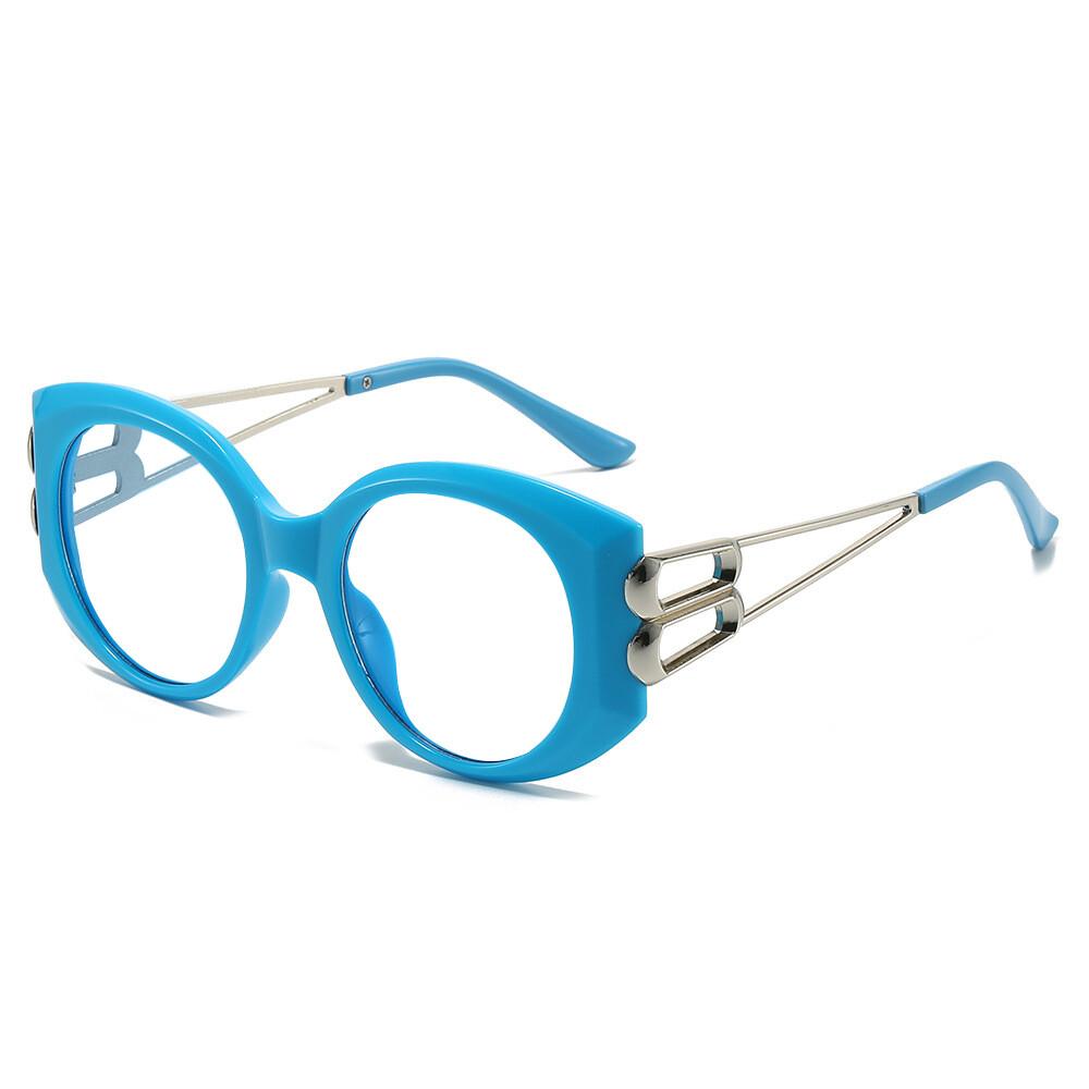 Designer Oversized Myopia Glasses Trendy Blue Light Blocking Luxury Women Eyewear Big Round Shortsighted