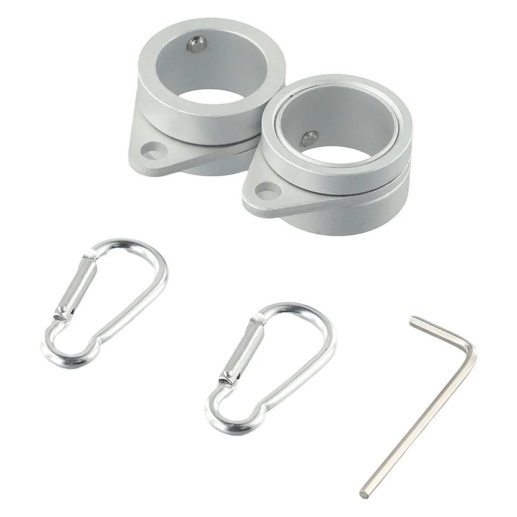 Set Aluminum Flag Pole Rings 360 Degree Rotating Flagpole Flag Mounting Rings With Carabiners AntiWrap For 0.75-1.02 Inches