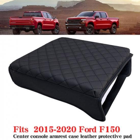 For Ford F150 2015- Black Leather Central Armrest Cushion Cover Pad Case