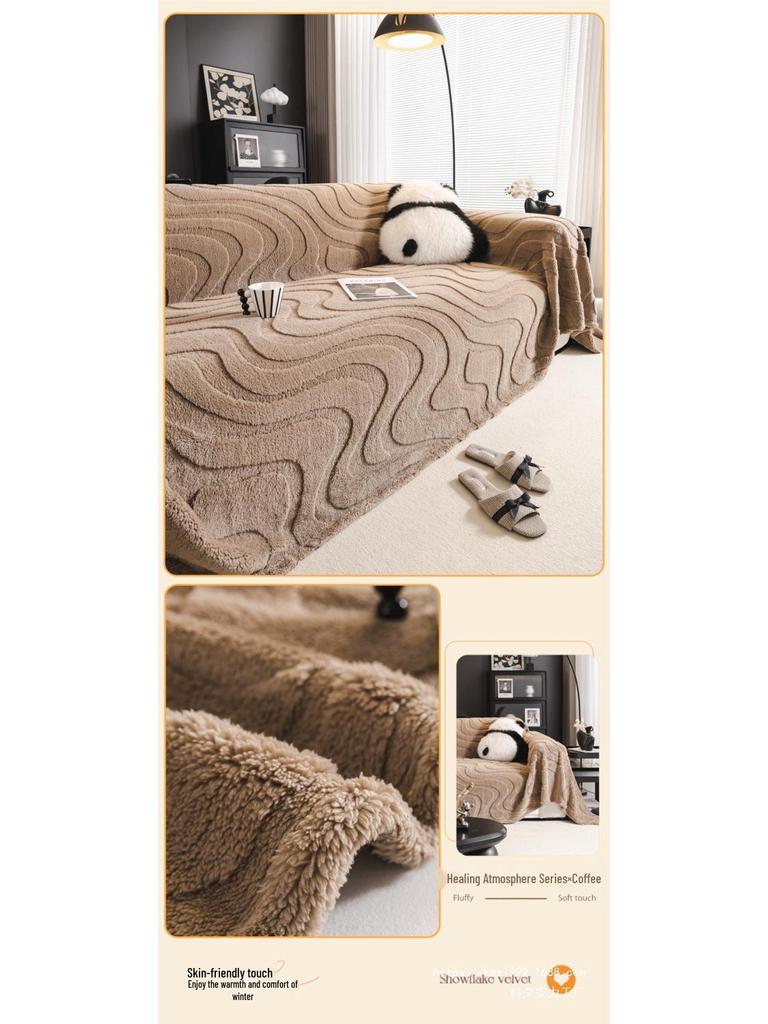 Plush Non-Slip Cat-Scratch-Proof Sofa Cover for Autumn/Winter