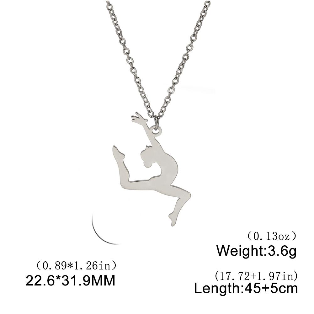 Unift Edelstahl Sport Damen Halskette Läuferin Rhythmische Gymnastik Mädchen Silhouette Anhänger Mode Geburtstag Schmuck Großhandel