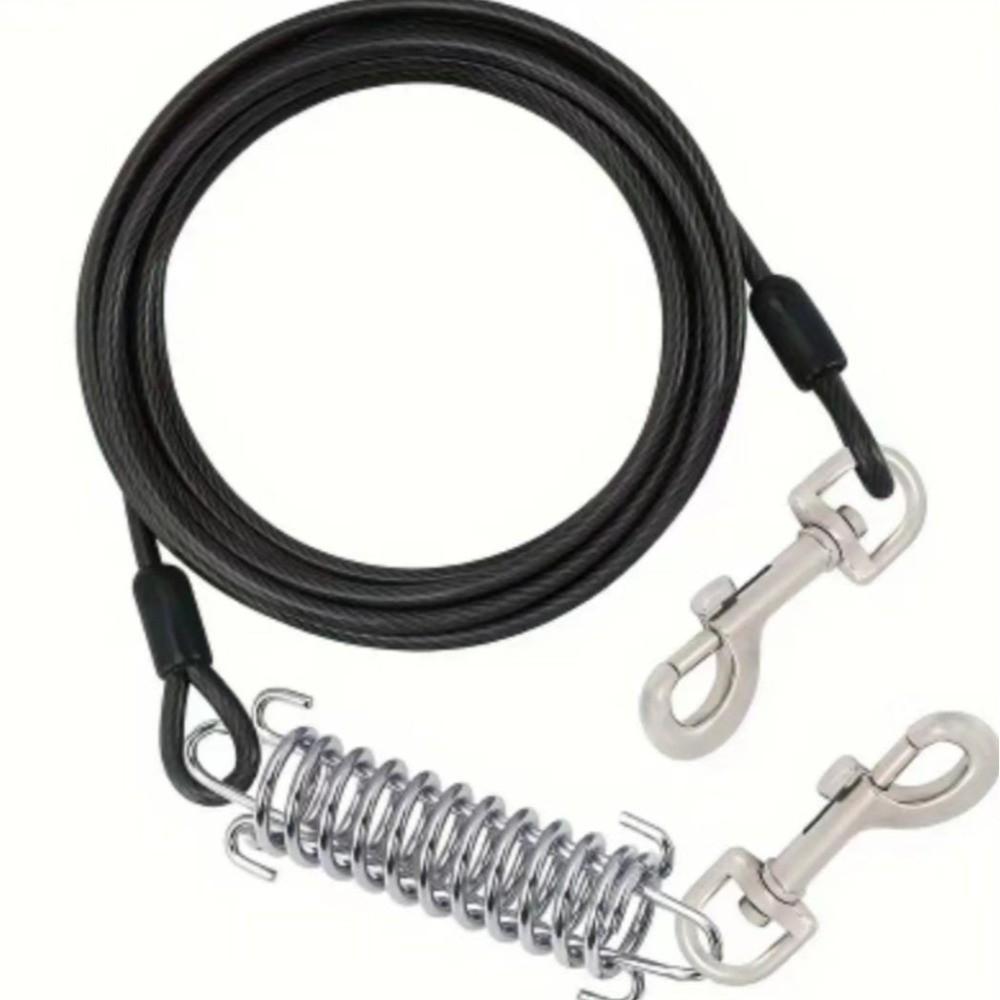 Flexible Double Head Pet Wire Rope Heavy-Duty Long Leash Traction Rope Dog Tie Out Cable  Outdoor