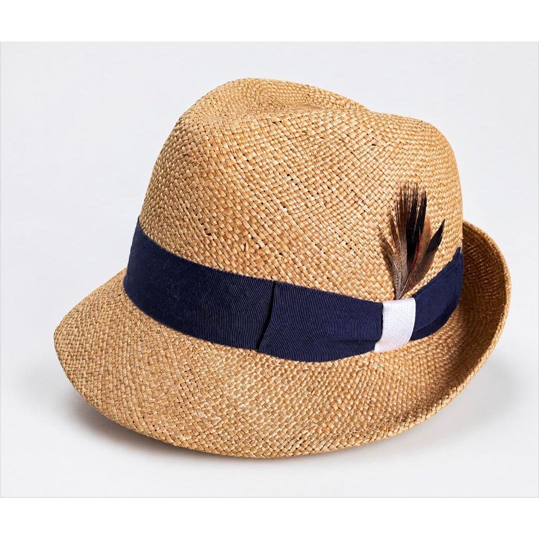 Used CA4LA Kashira Straw Hat, Natural Grass, Feather, Made in Japan