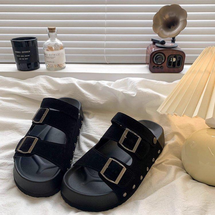 Retro matte sandals New summer seaside beach Roman shoes Muffin two wear one-size sandals