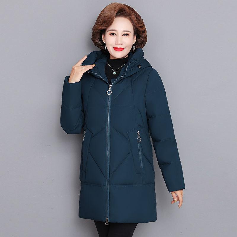 Women's Winter Jacket Middle-aged Mother New Cotton Padded Jacket Autumn Winter Long Hooded Warm Parka