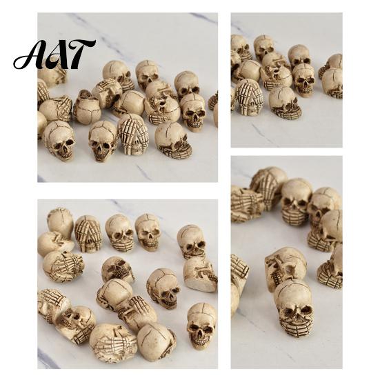 Miniature Horror Props 20Pcs Creative Skull Figurines, Cool Statues for Garden Bonsai DIY Halloween Scene Kit Decoration, Small Resin Crafts