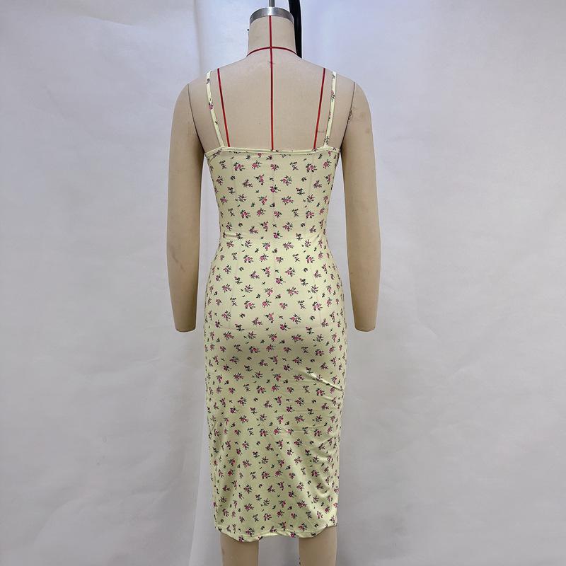 Letní ležérní květinové šaty s rozparkem a halenkou