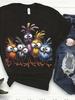 Colorful Cartoon Bird Pattern T-Shirt Fun Whimsical Black T-Shirt with Vivid Co
