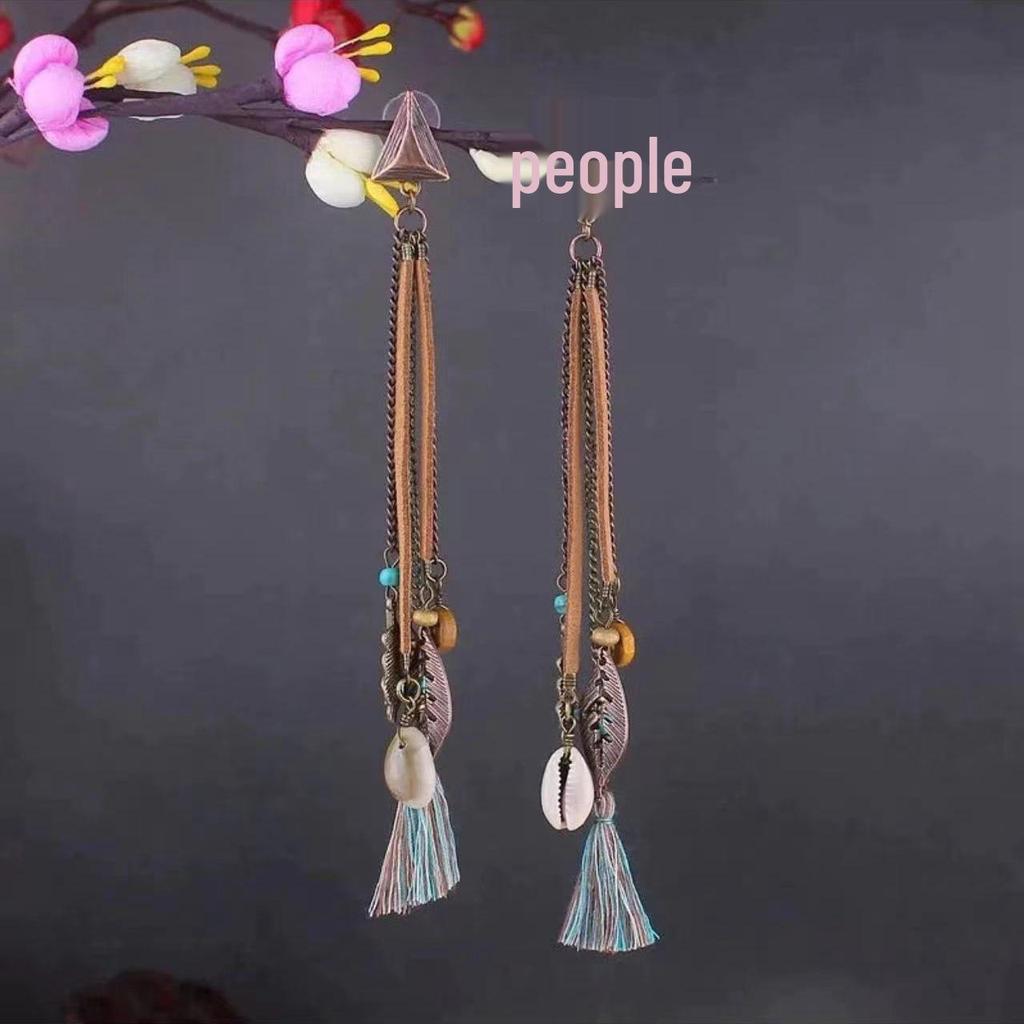 Bohemian Turquoise Owl Dream Catcher Tassel Earrings for Women