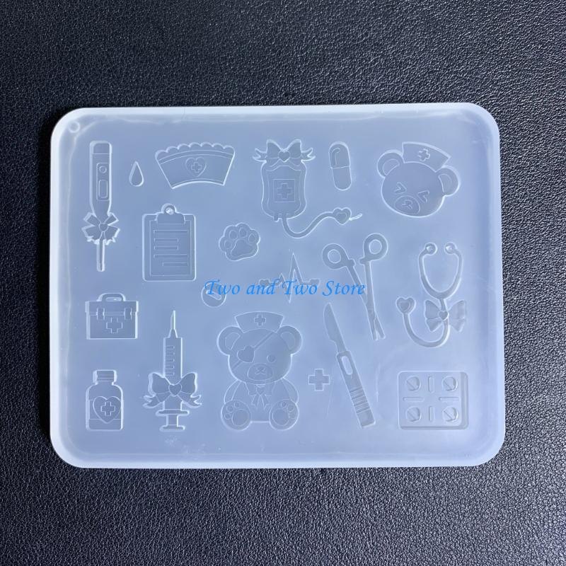 HX6F Clay Mold Mini Bear Doctor Accessories Dropper Mold Unique DIY Craft Molds CN