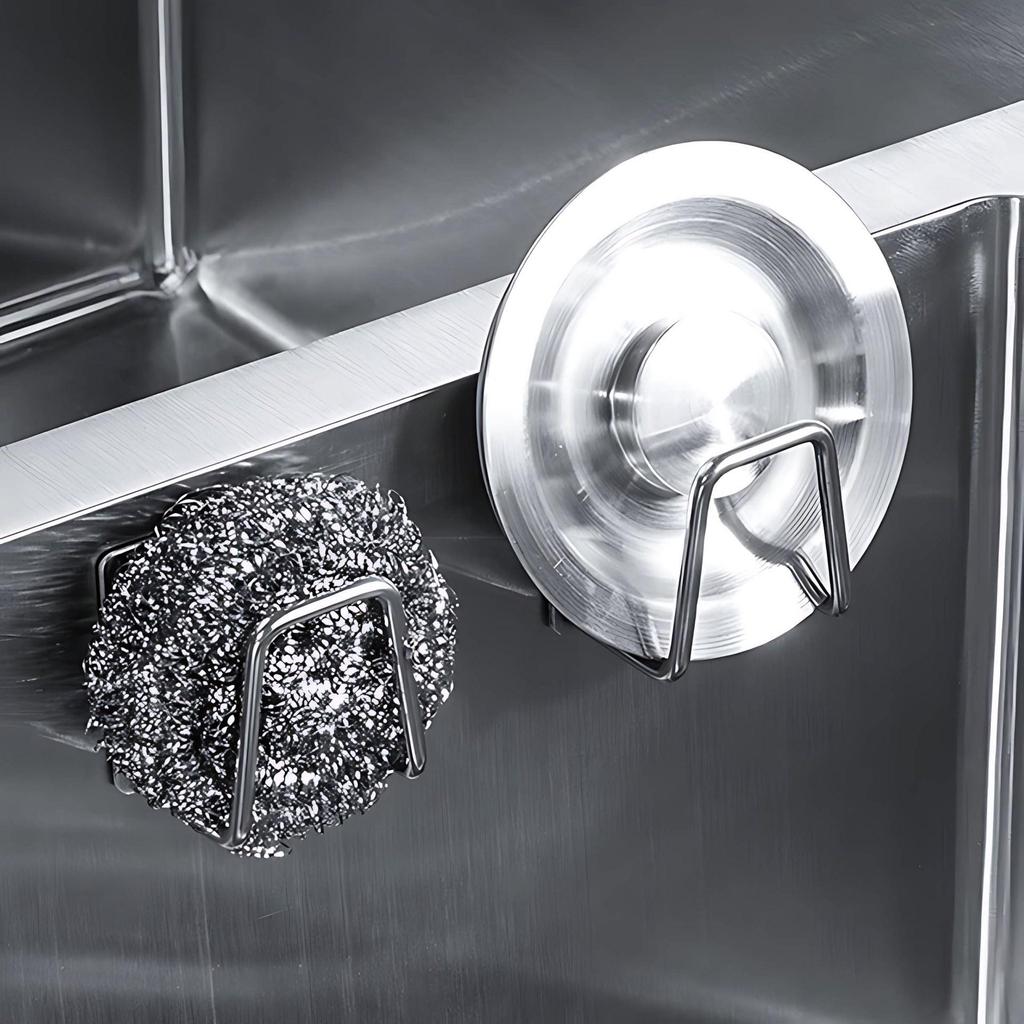 Stainless Steel No-Drill Sponge & Dishcloth Holder for Kitchen Sink