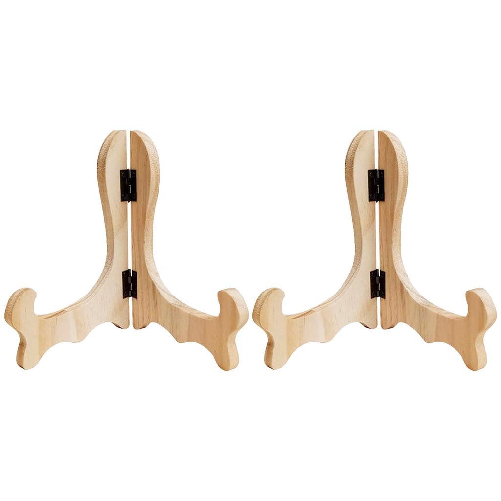 2 Pieces Sturdy Wood Display Stands for Plates and Sculptures Suitable for Any Decoration Elegant Styles Various Sizes